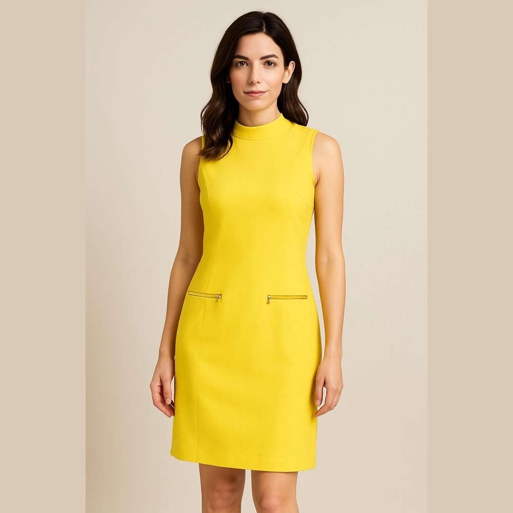 Sharagano Yellow Sleeveless Sheath Dress Size 4